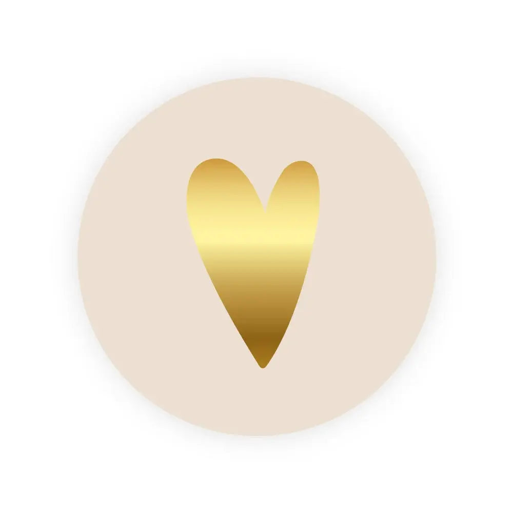 Aufkleber Goldherz beige 4 cm rund