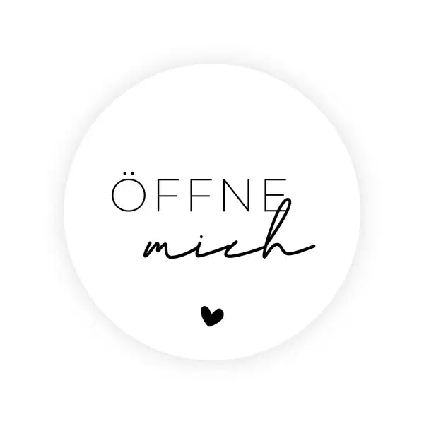 Aufkleber "Öffne mich" weiß 4 cm rund