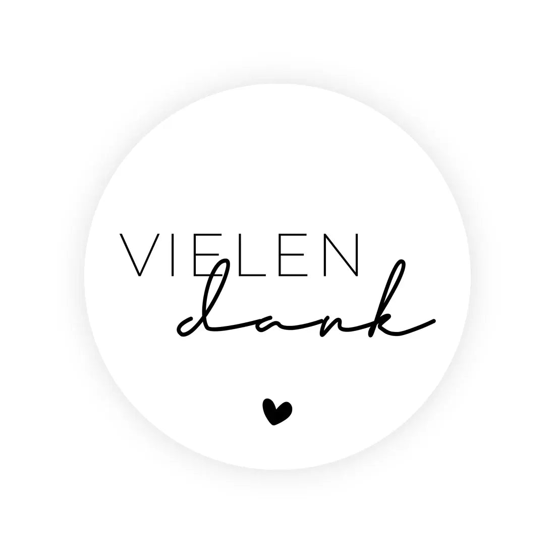 Aufkleber "Vielen Dank" weiß 4 cm rund