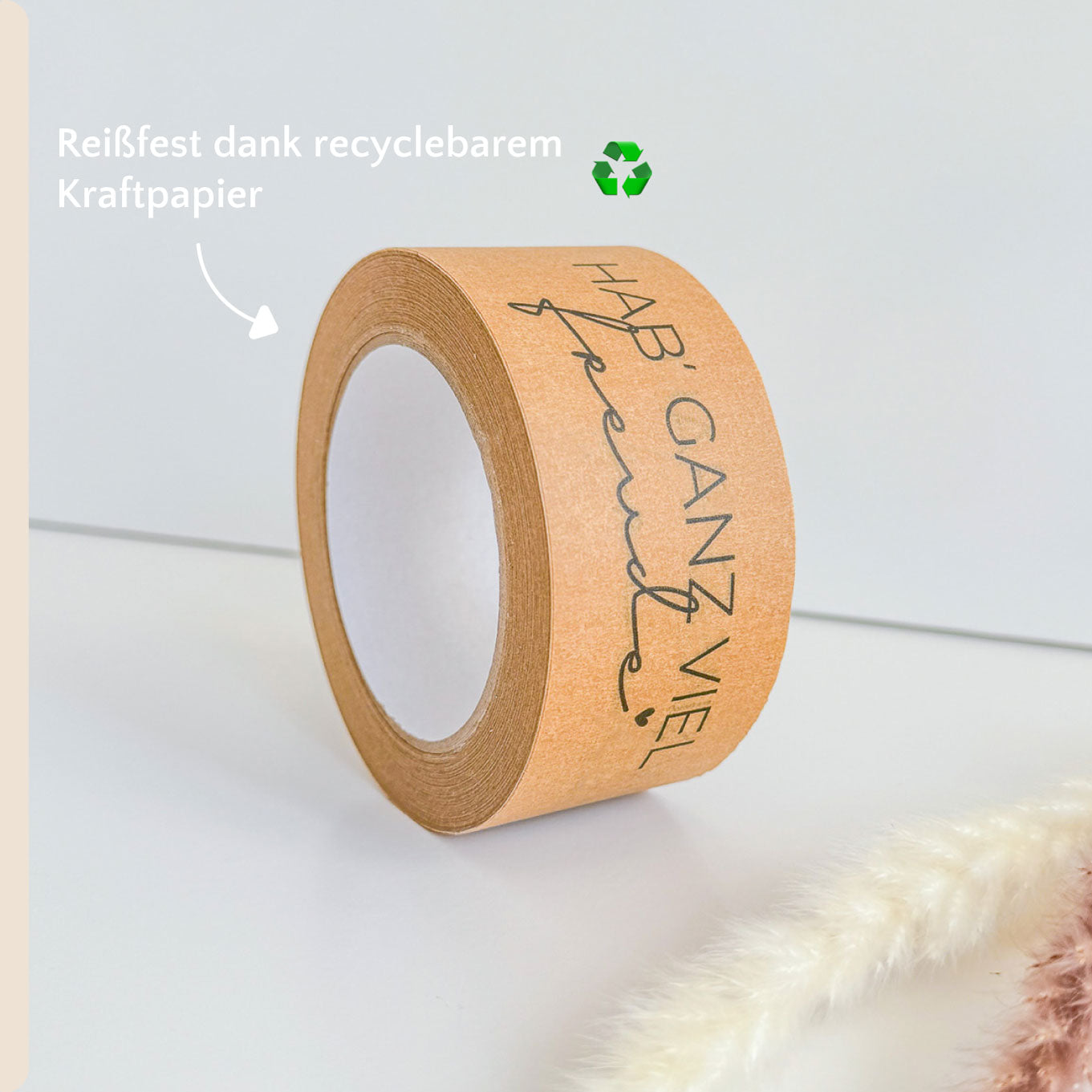 Recyclebares Papierklebeband Hab ganz viel Freude 50m