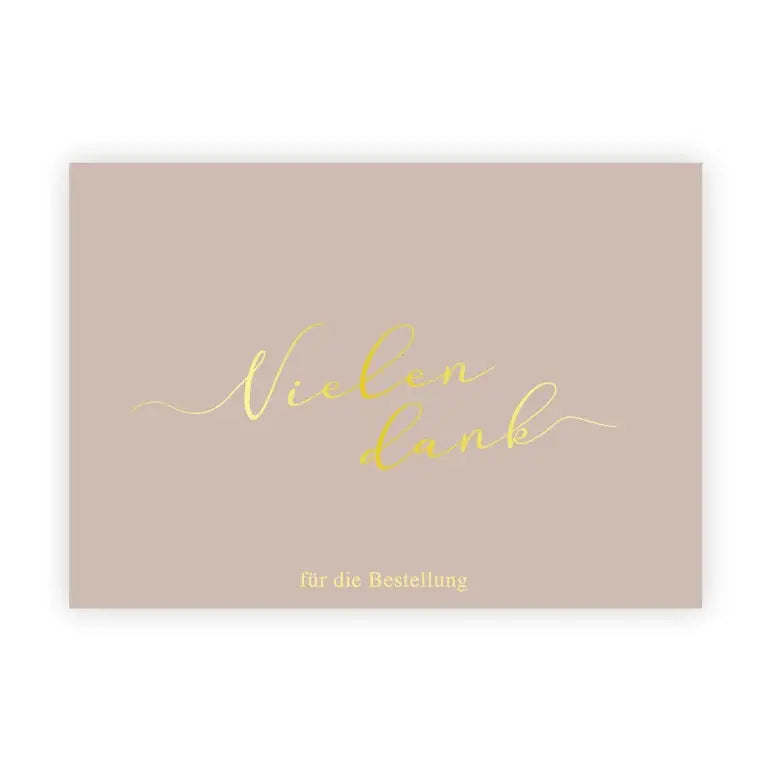 Paketbeileger "Vielen Dank fĂŒr die Bestellung" braun/gold 10,5 x 7,4 cm