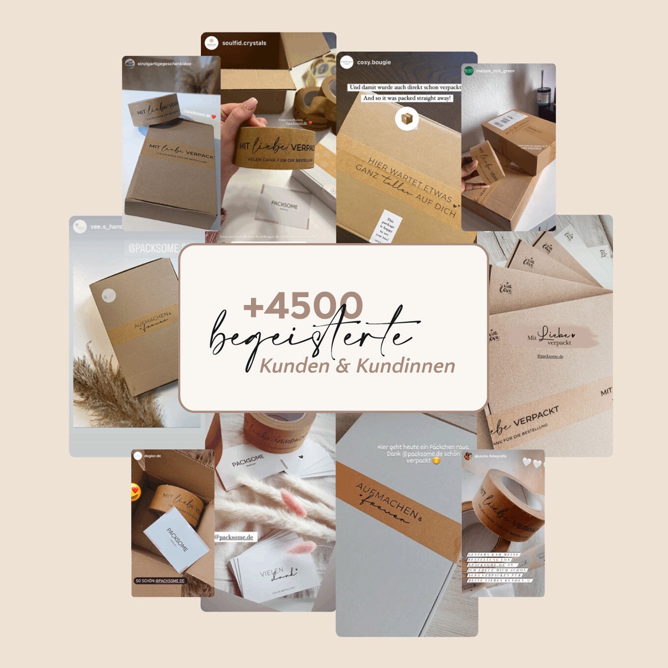 Recyclebares Papierklebeband "Aufmachen & Freuen" 50m packsome