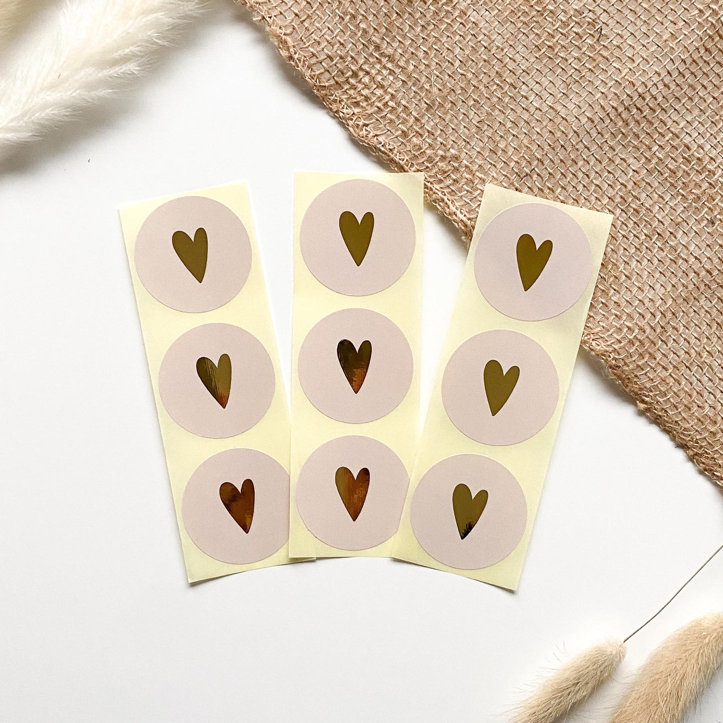 Aufkleber Goldherz beige 4 cm rund packsome