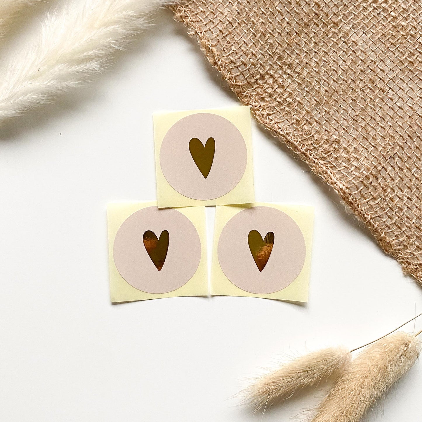 Aufkleber Goldherz beige 4 cm rund packsome