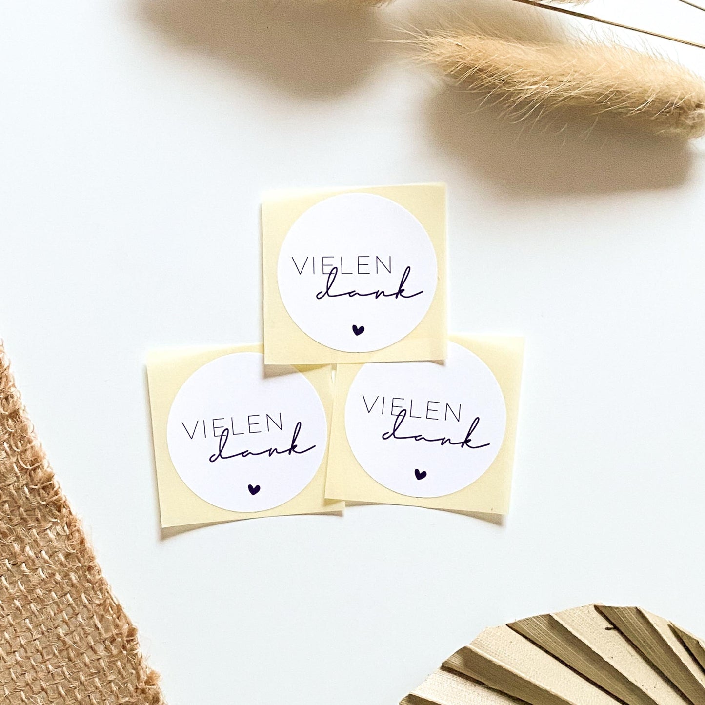 Aufkleber "Vielen Dank" weiß 4 cm rund packsome