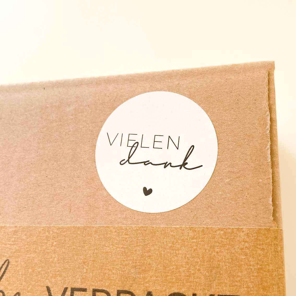 Aufkleber "Vielen Dank" weiß 4 cm rund packsome