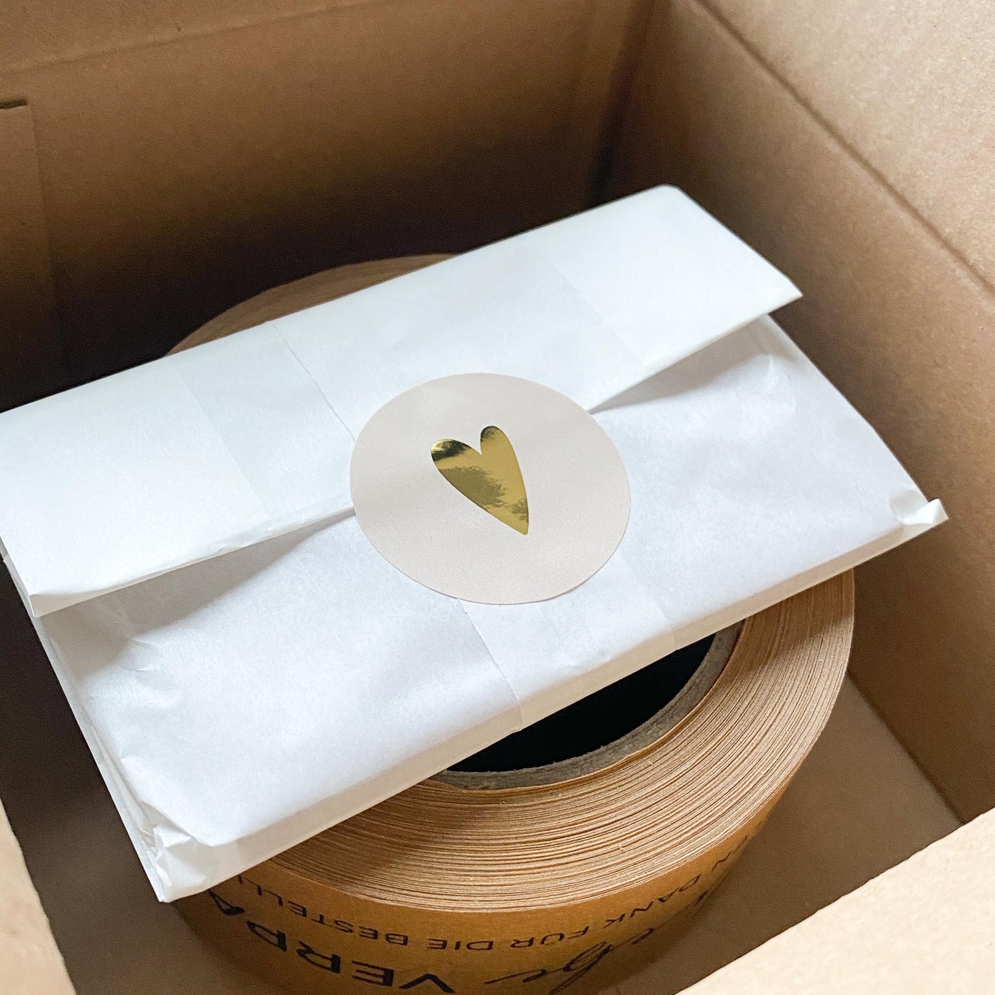 Bundle Aufkleber Goldherz 4 cm rund packsome