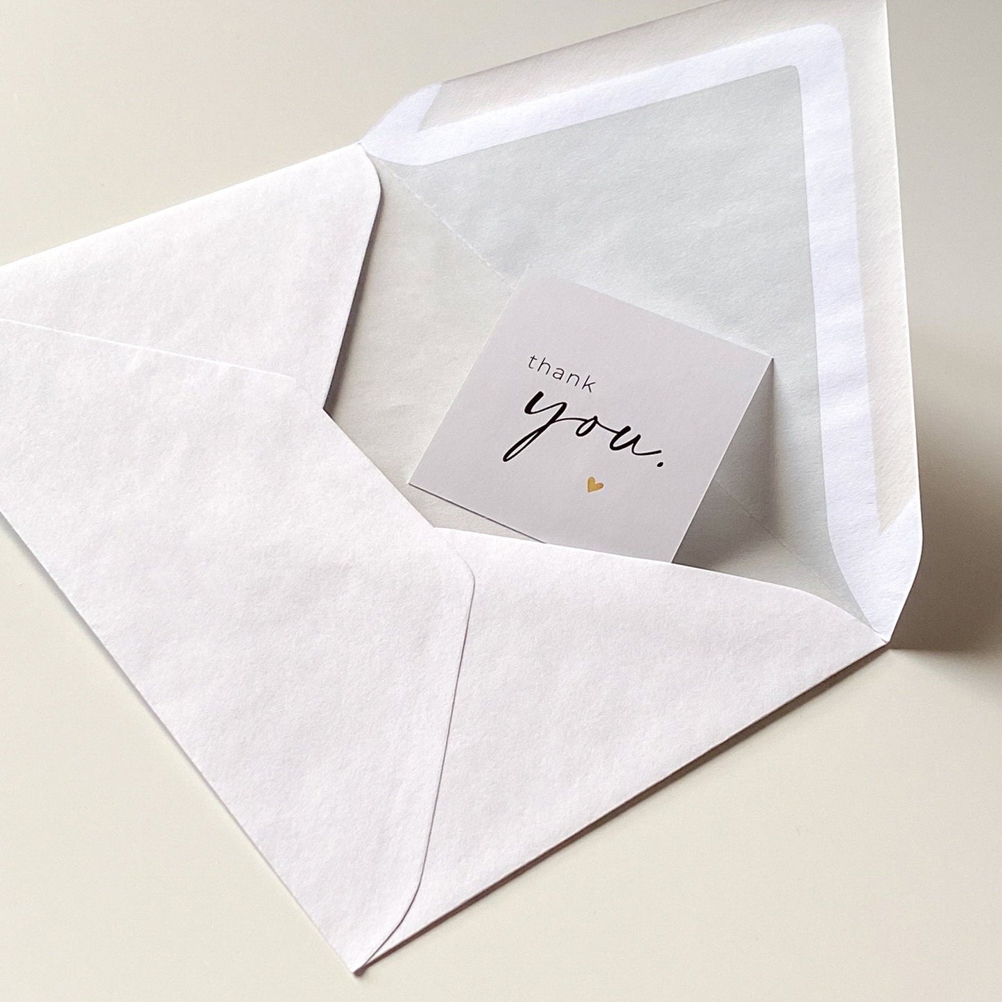 Dankeskarte "thank you" weiß/gold 5,5 cm packsome