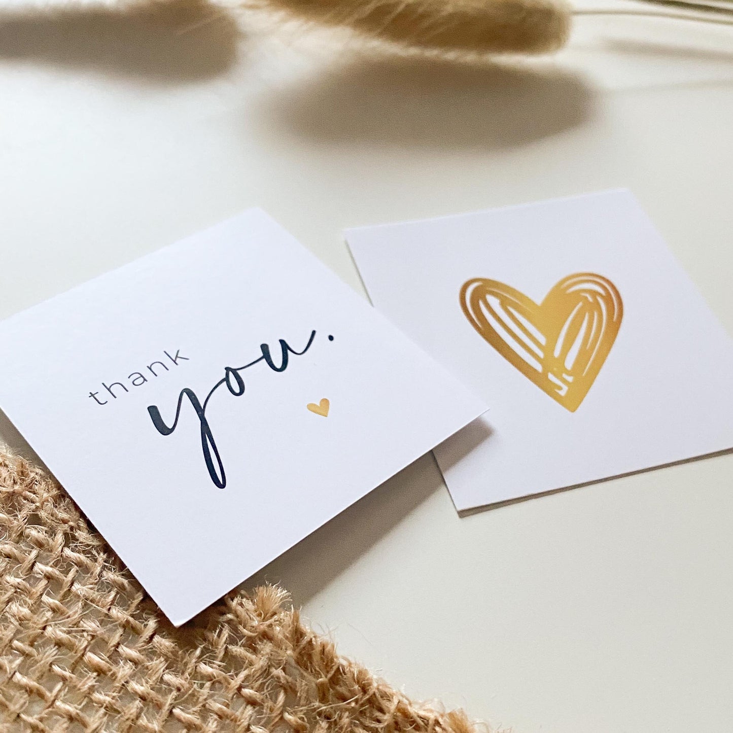 Dankeskarte "thank you" weiß/gold 5,5 cm packsome
