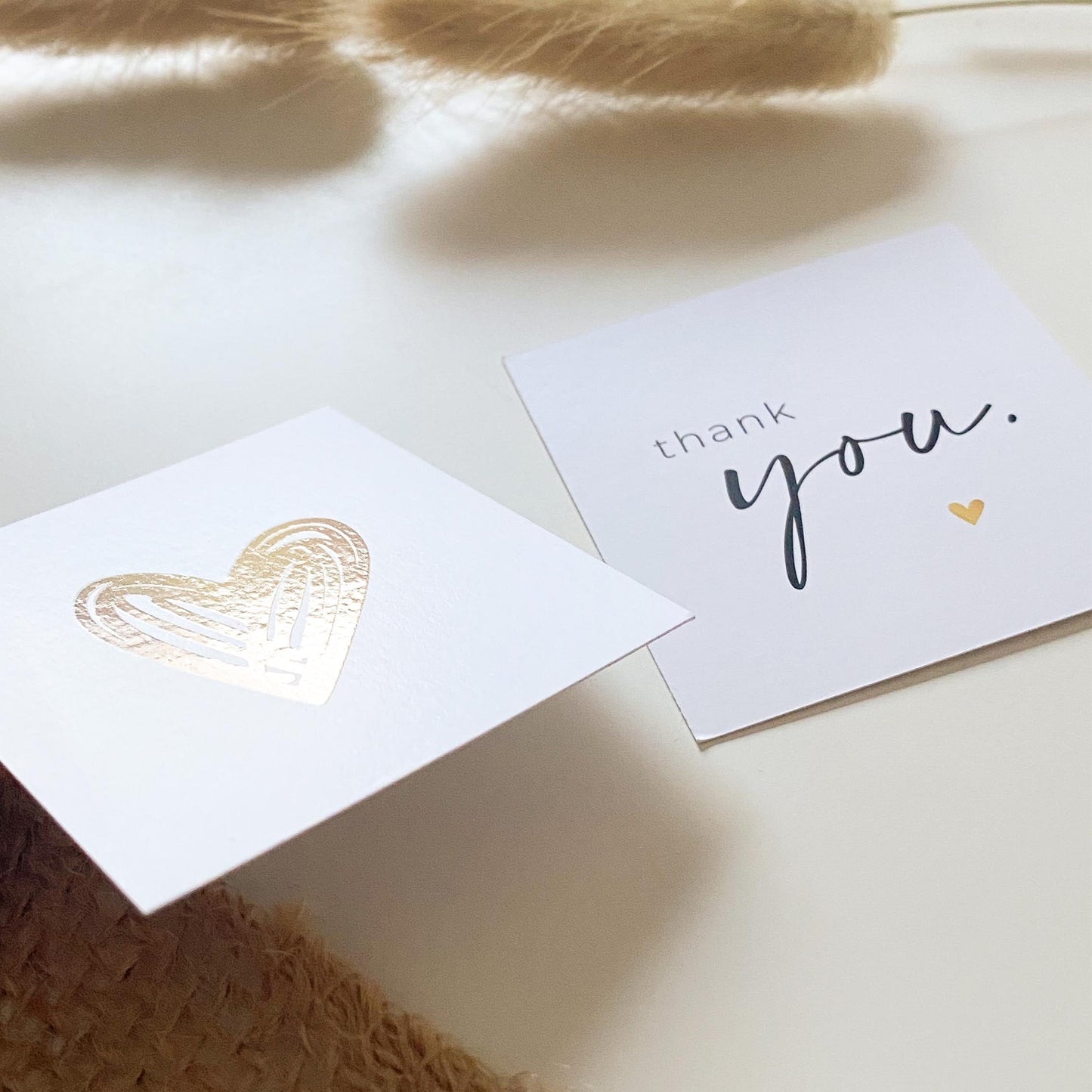 Dankeskarte "thank you" weiß/gold 5,5 cm packsome