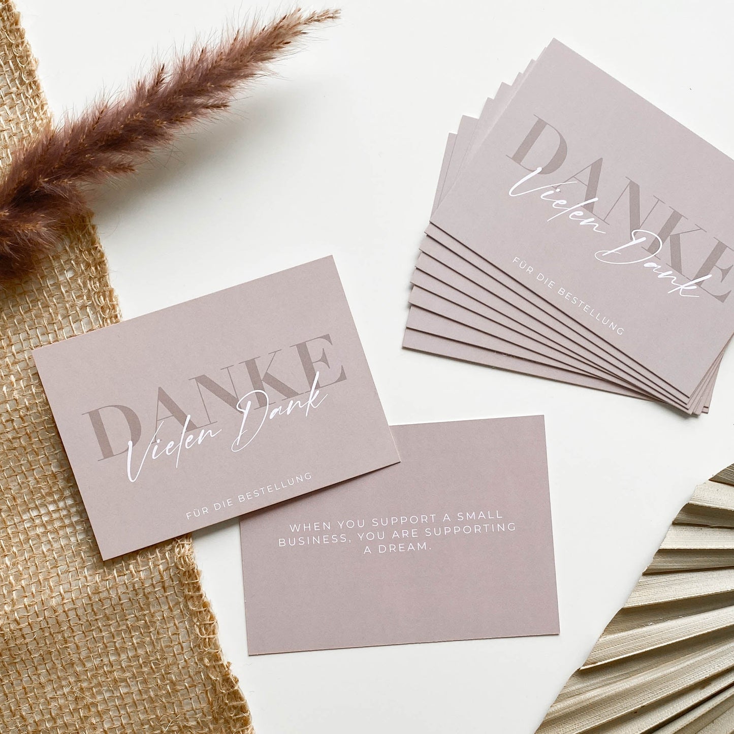 Dankeskarte "Vielen Dank fĂŒr die Bestellung" beige/braun 10,5 x 7,4 cm packsome