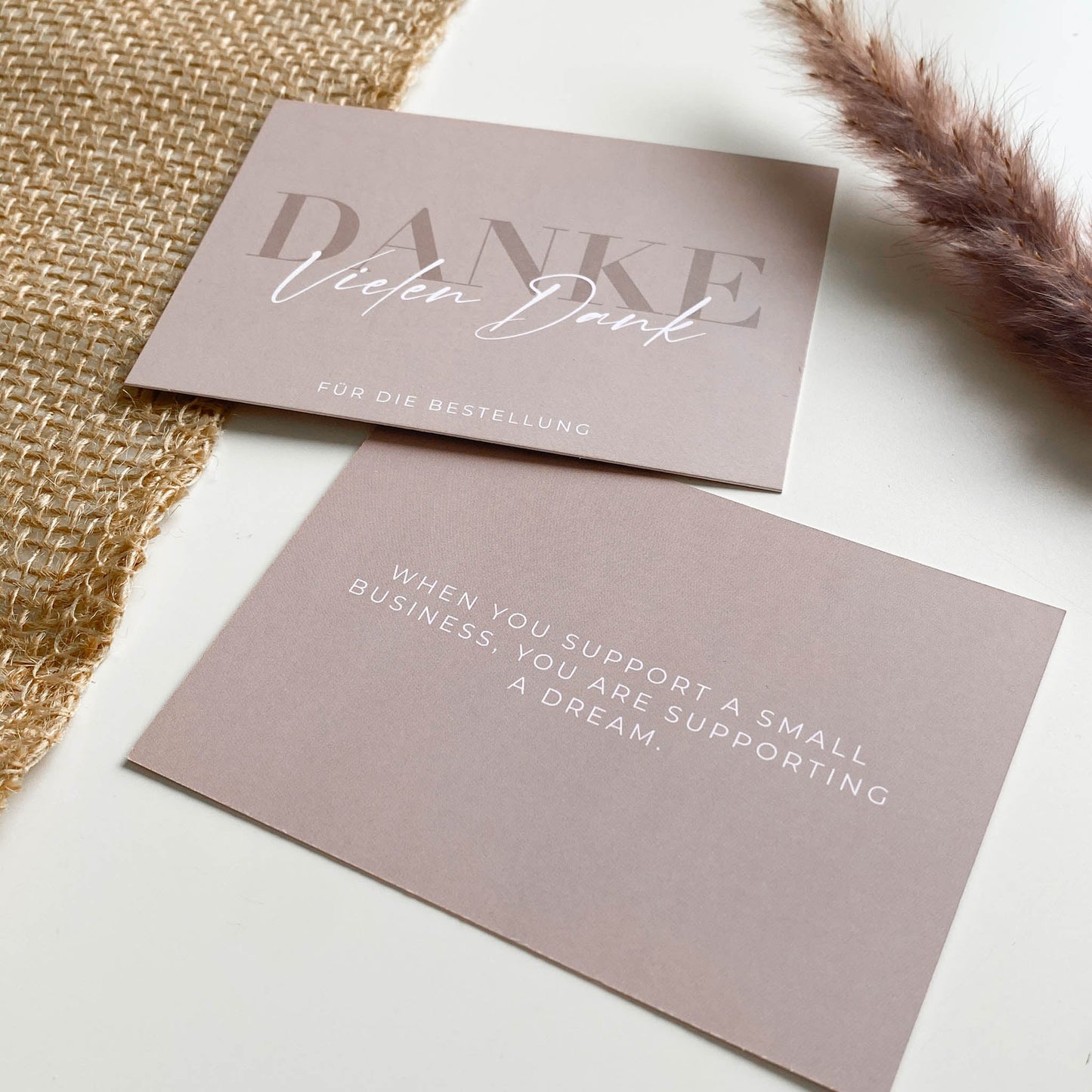 Dankeskarte "Vielen Dank fĂŒr die Bestellung" beige/braun 10,5 x 7,4 cm packsome