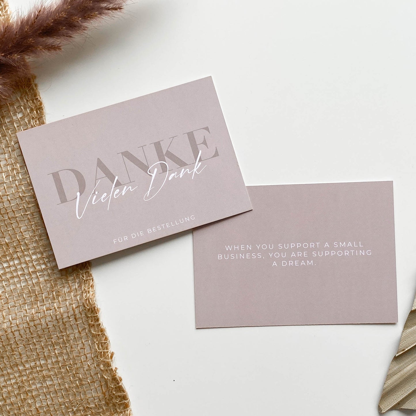 Dankeskarte "Vielen Dank fĂŒr die Bestellung" beige/braun 10,5 x 7,4 cm packsome