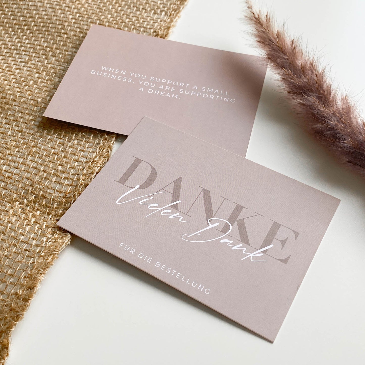 Dankeskarte "Vielen Dank fĂŒr die Bestellung" beige/braun 10,5 x 7,4 cm packsome