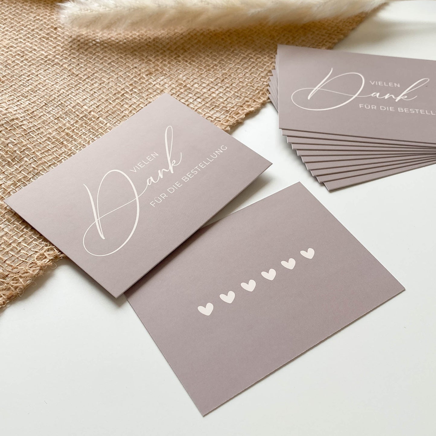 Dankeskarte "Vielen Dank fĂŒr die Bestellung" braun/creme 10,5 x 7,4 cm packsome