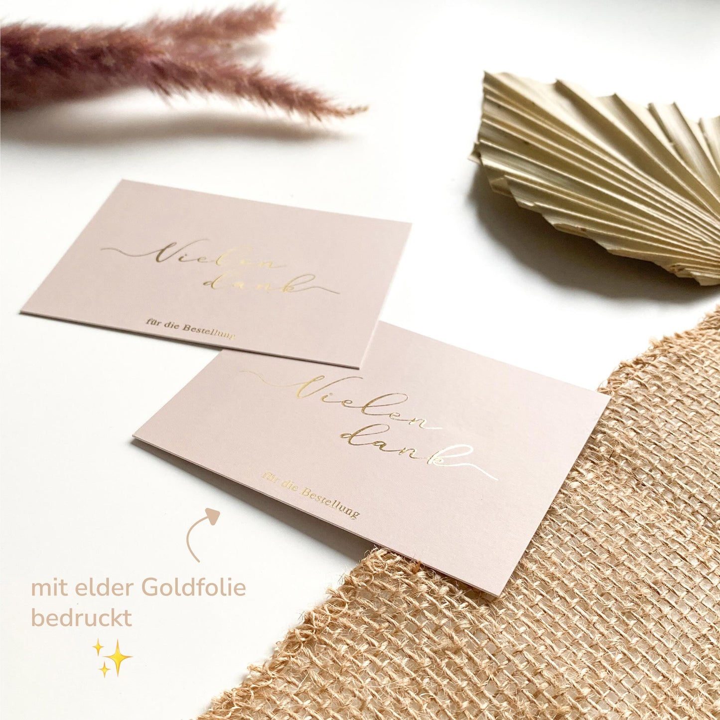 Paketbeileger "Vielen Dank fĂŒr die Bestellung" braun/gold 10,5 x 7,4 cm packsome