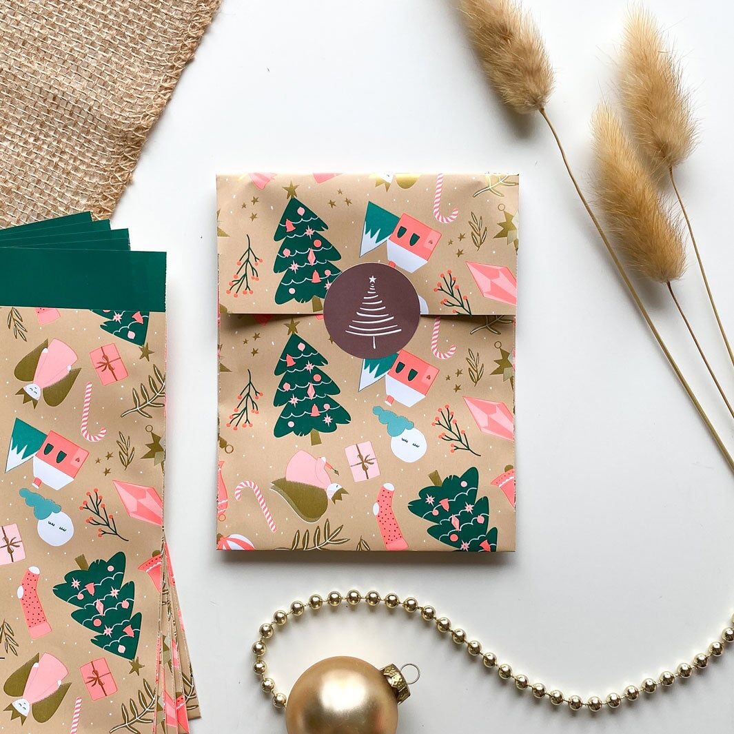 Papiertüte Tannenbaum beige 12x19cm Packsome