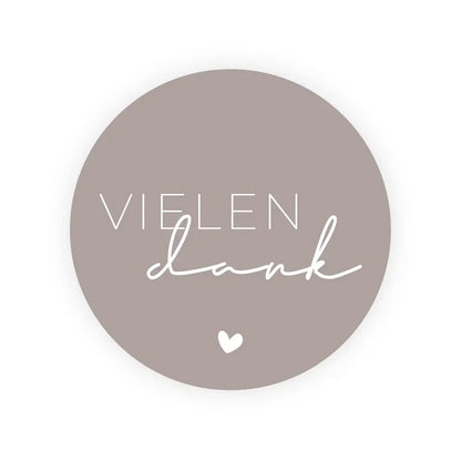 Aufkleber "Vielen Dank" taupe 4 cm rund