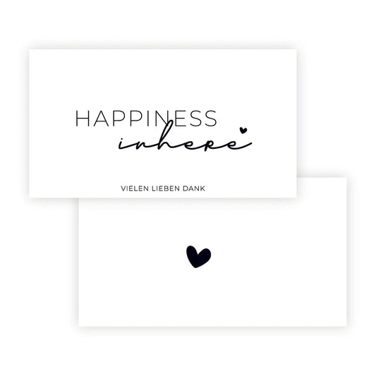 Paketbeileger "Happiness Inhere" weiß/schwarz 9 x 5 cm