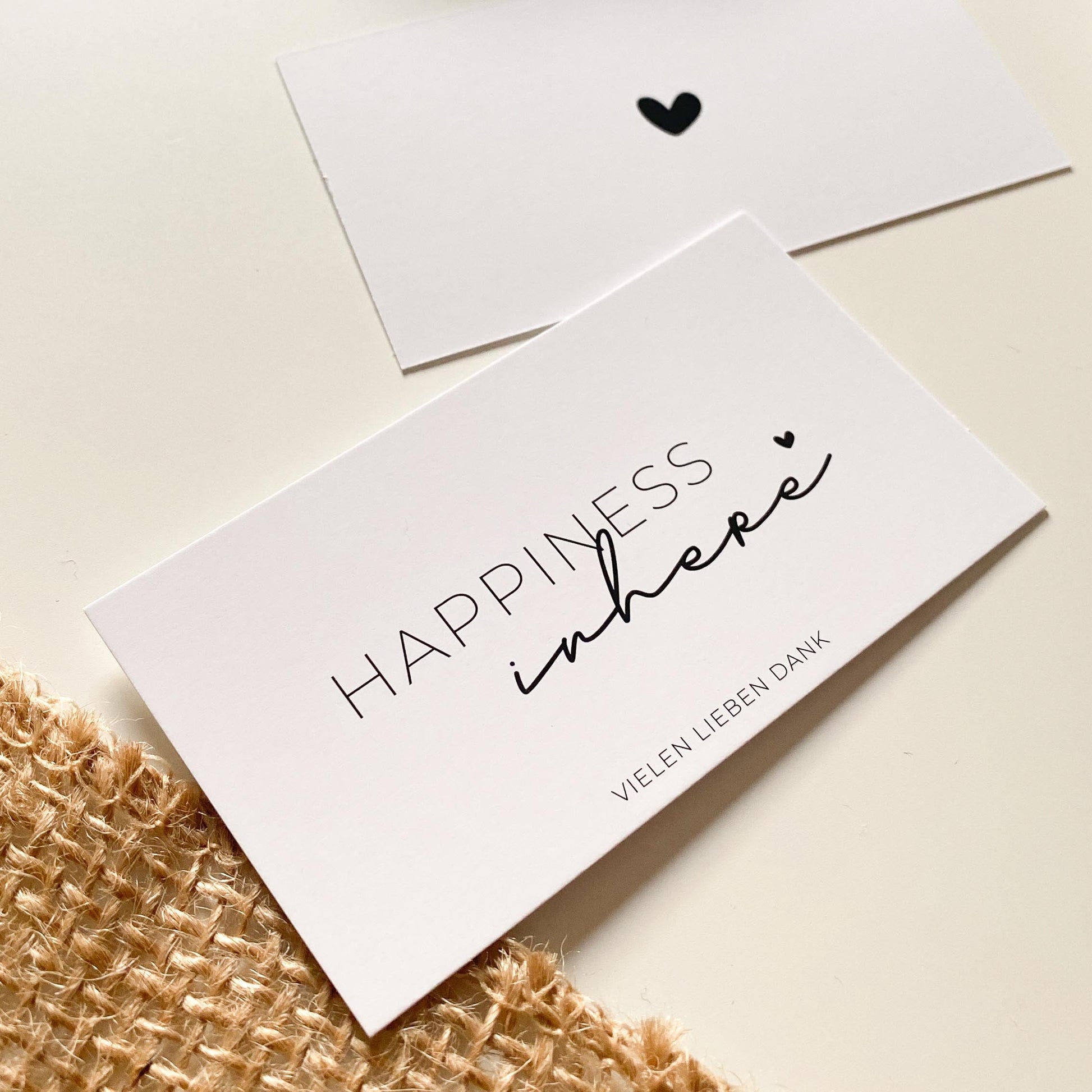 Paketbeileger "Happiness Inhere" weiß/schwarz 9 x 5 cm packsome 