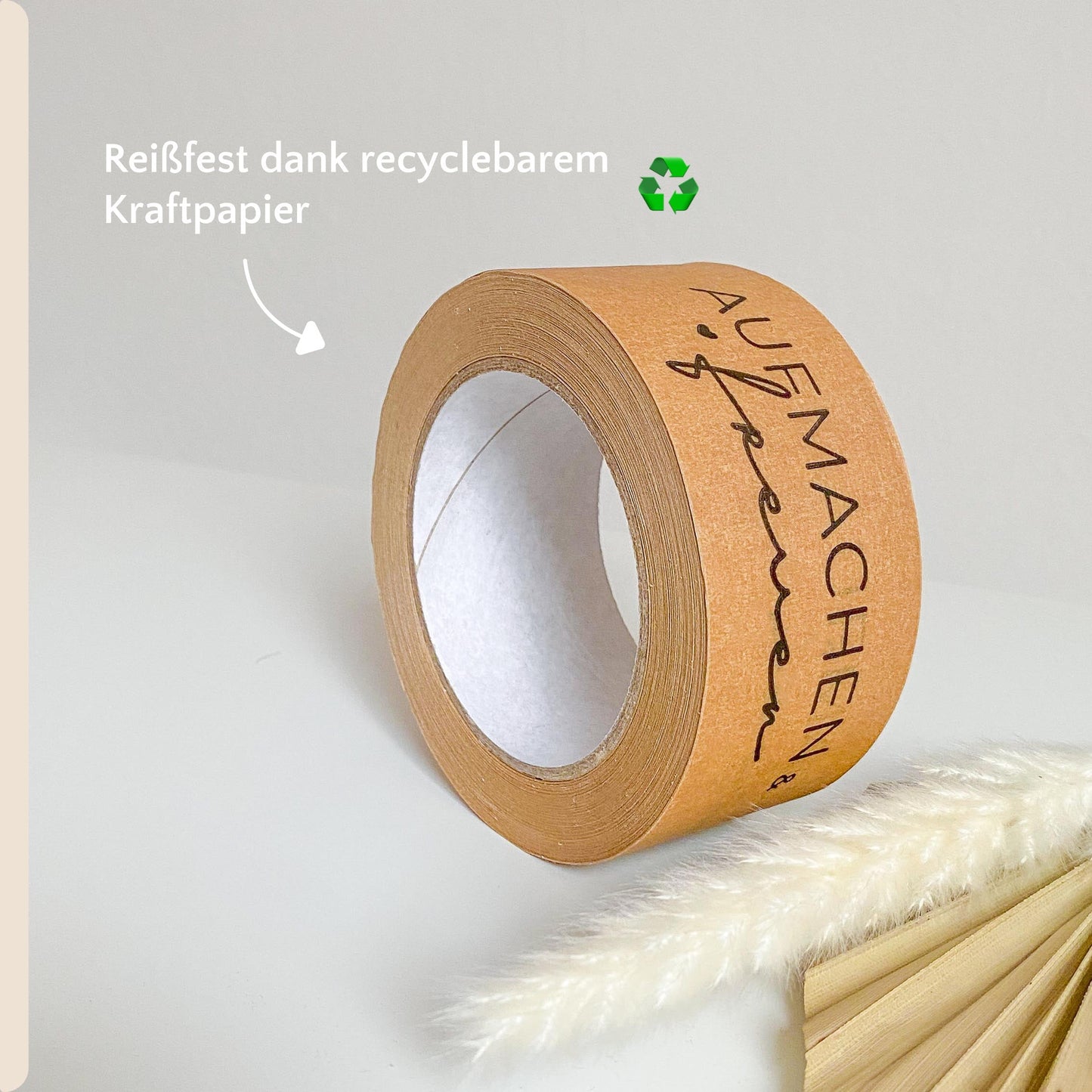 Recyclebares Papierklebeband "Aufmachen & Freuen" 50m packsome 
