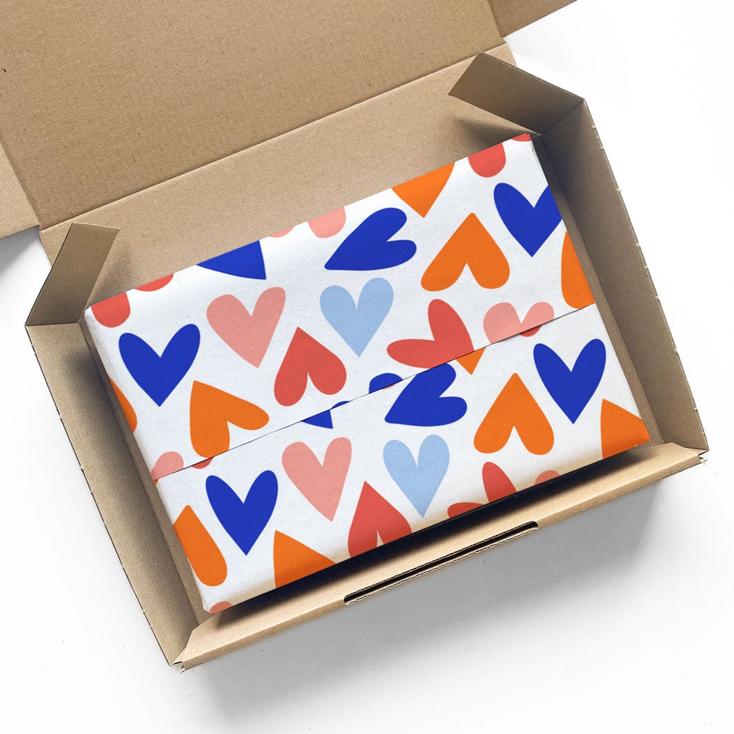 Seidenpapier Herzen orange/blau 50x70cm Packsome 